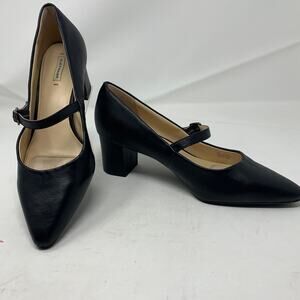 Alex Marie Mary Jane Pointed Pumps Block 2.5" Heel Black Leather Size 9.5